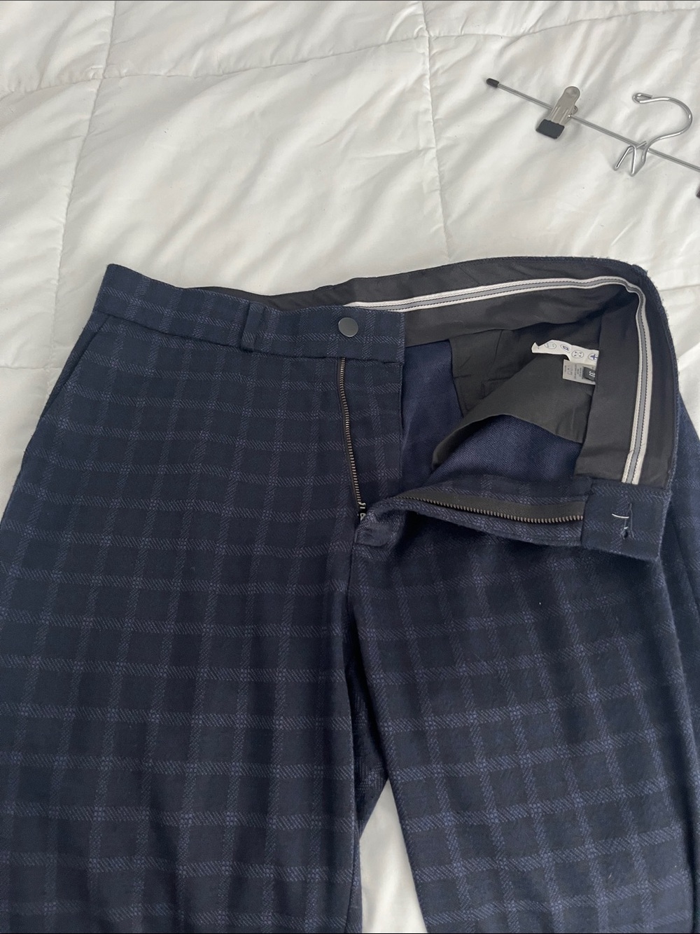 State and Liberty Men's Navy Plaid Dress Pants